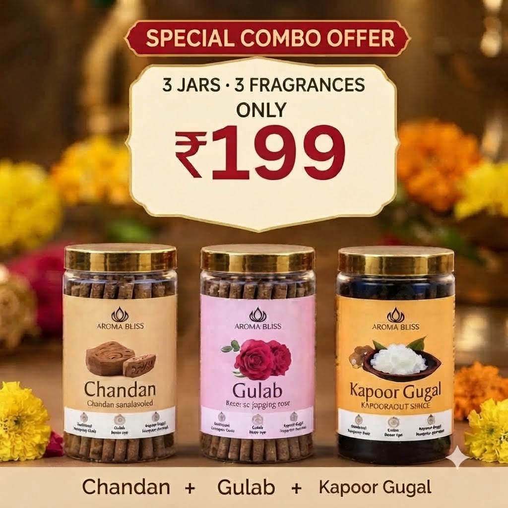Premium Dhoop Batti Combo Pack | 3 Fragrances Combo Chandan, Gulab & Kapoor Gugal | for Puja & Home